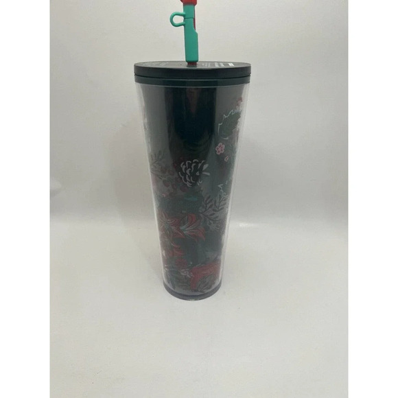 Starbucks 2022 Holiday Woodland Berry Cold Cup Flower Straw Topper New Release - Picture 4 of 5